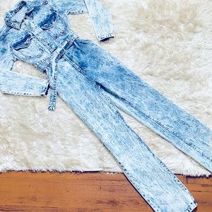 Nasty Gal Acid Wash Denim Jumpsuit